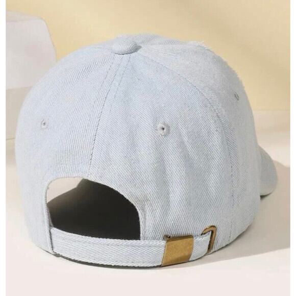 Denim Baseball Cap Distressed Ripped Hat Adjustable One Size Women Men - Picture 3 of 3